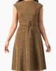 IVONNE IVONNE Textured Belted A-Line Dress, Cap Sleeve Fit-and-Flare with Buckle Belt - 1