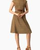 IVONNE IVONNE Textured Belted A-Line Dress, Cap Sleeve Fit-and-Flare with Buckle Belt - 5