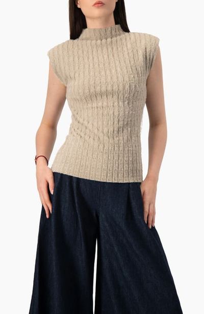 IVONNE IVONNE Textured Knit Mock-neck Top