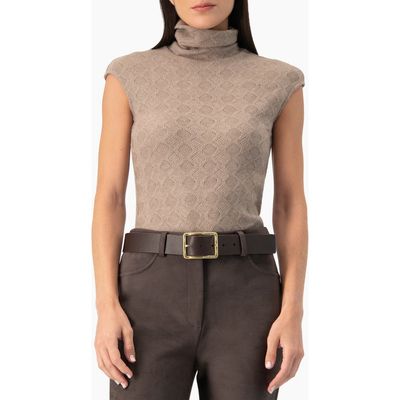 IVONNE IVONNE Textured Knit Turtleneck Top