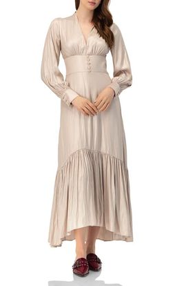 IVONNE IVONNE V-Neck Long Sleeve Maxi Dress
