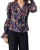 IVONNE IVONNE V-Neck Printed Shirt With Smocked Sleeves - 1