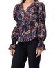 IVONNE IVONNE V-Neck Printed Shirt With Smocked Sleeves - 3
