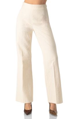 IVONNE IVONNE Wide-Leg Textured Trousers with Side Zipper