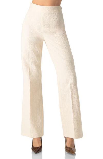 IVONNE IVONNE Wide-Leg Textured Trousers with Side Zipper