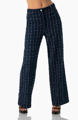 IVONNE IVONNE Wide Leg Burned-Out Jeans
