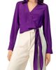 IVONNE IVONNE Wrap Satin Blouse with Tie Detail - 1