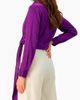 IVONNE IVONNE Wrap Satin Blouse with Tie Detail - 2