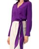IVONNE IVONNE Wrap Satin Blouse with Tie Detail - 3