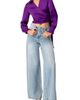IVONNE IVONNE Wrap Satin Blouse with Tie Detail - 4