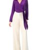 IVONNE IVONNE Wrap Satin Blouse with Tie Detail - 5
