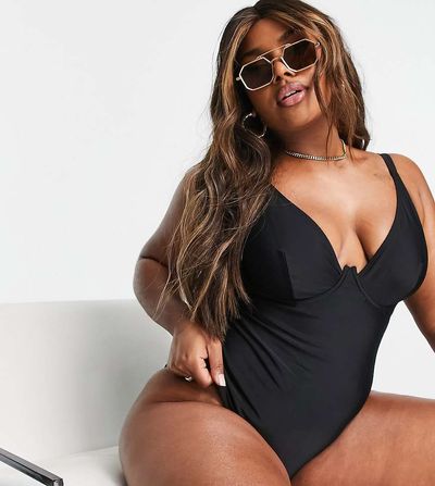 Ivory Rose Ivory Rose Curve exaggerated wire swimsuit in black