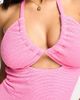 Ivory Rose Ivory Rose Fuller Bust crinkle halter swimsuit with upside down triangle top in bright pink - 3