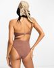 Ivory Rose Ivory Rose Fuller Bust crinkle one shoulder swimsuit in brown - 3