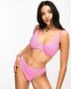 Ivory Rose Ivory Rose Fuller Bust crinkle scoop front high apex bikini top in bright pink - 1