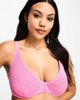 Ivory Rose Ivory Rose Fuller Bust crinkle scoop front high apex bikini top in bright pink - 4