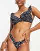 Ivory Rose Ivory Rose Fuller Bust mix and match frill bikini top in black polka dot-Multi - 1