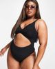 Ivory Rose Ivory Rose Plus crinkle knot front cut out swimsuit in black - 1