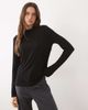 Iyal IYAL bamboo long sleeve wrap cape detail top in black - 1