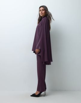 Iyal IYAL crepe chiffon slim leg pants set in plum-PURPLE