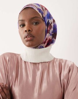 Iyal IYAL light weight headscarf in blue floral print-Multi
