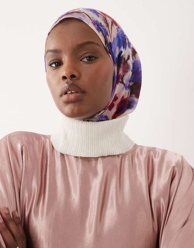 Iyal IYAL light weight headscarf in blue floral print-Multi