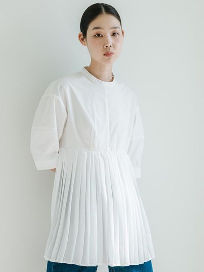 J VINEYARD Balloon Sleeve Pleat Blouse
