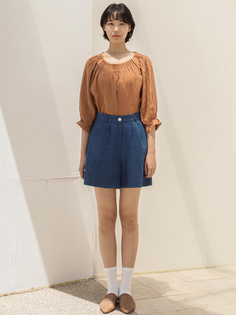 J VINEYARD Blue Indigo Linen Shorts