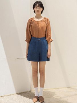 J VINEYARD Blue Indigo Linen Shorts
