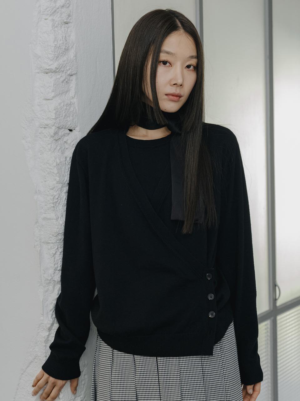J VINEYARD Double Layered Black Cardigan