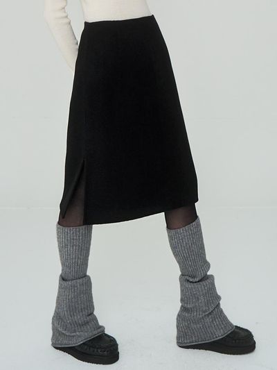 J VINEYARD Handmade Side Slit Black Skirt