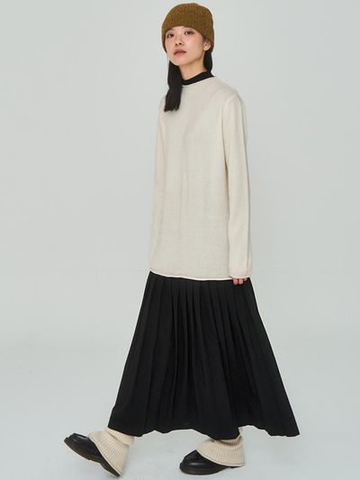 J VINEYARD Knit Mix Pleated Dress
