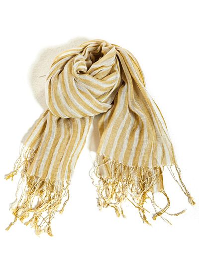 J VINEYARD LINEN STRIPE YELLOW SCARF