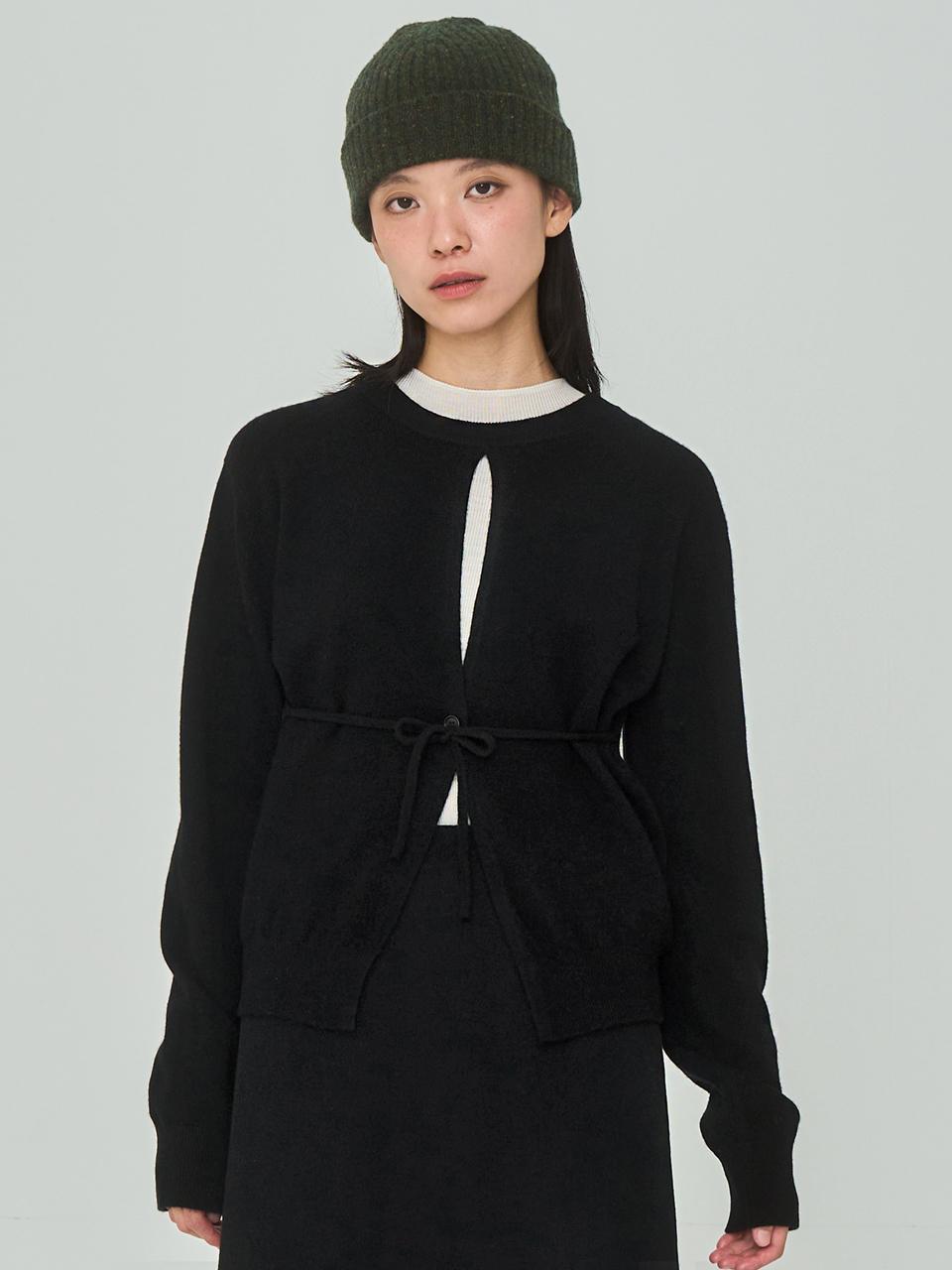 J VINEYARD Open String Black Cardigan