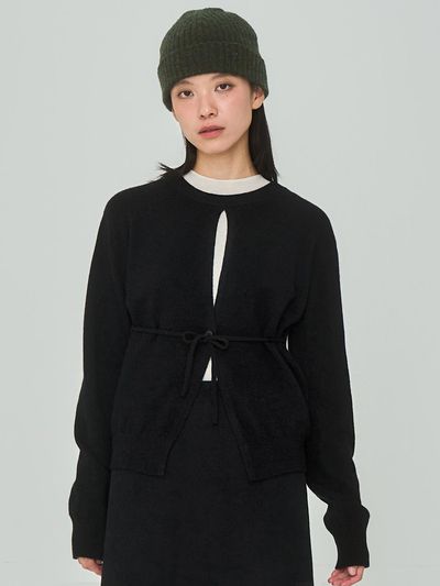 J VINEYARD Open String Black Cardigan