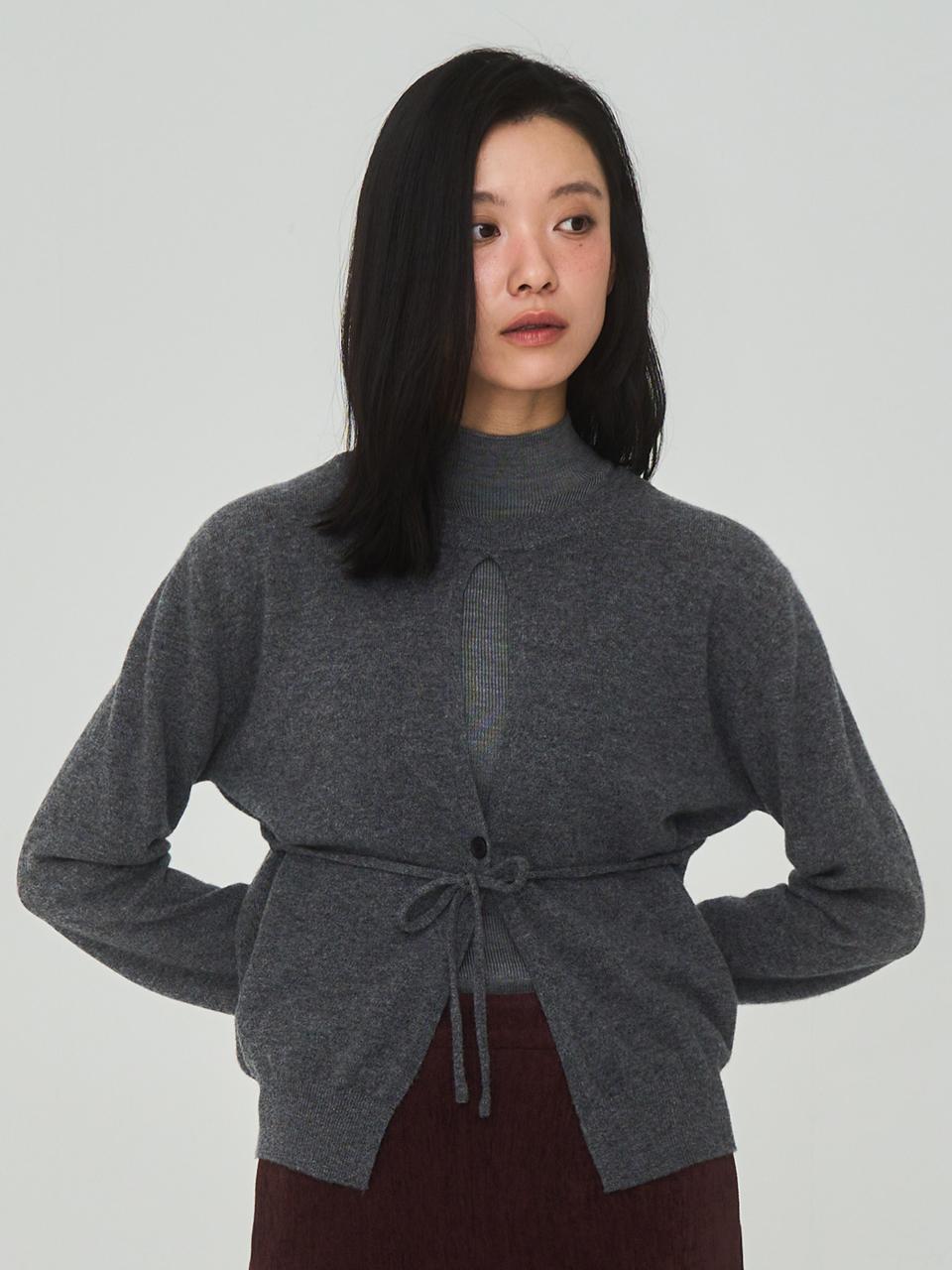 J VINEYARD Open String Gray Cardigan