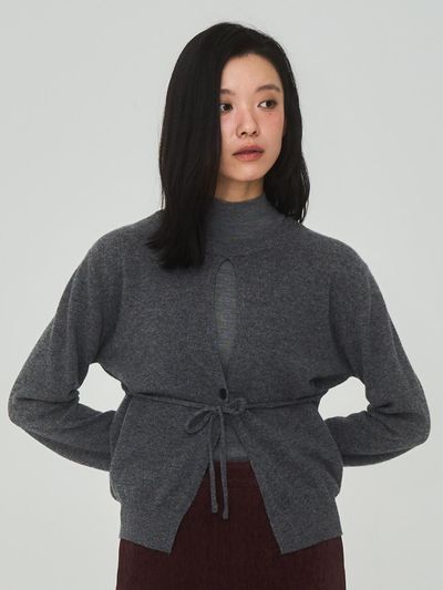 J VINEYARD Open String Gray Cardigan