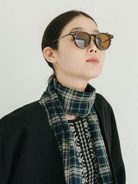 J VINEYARD Pattern Cotton Green Check Scarf