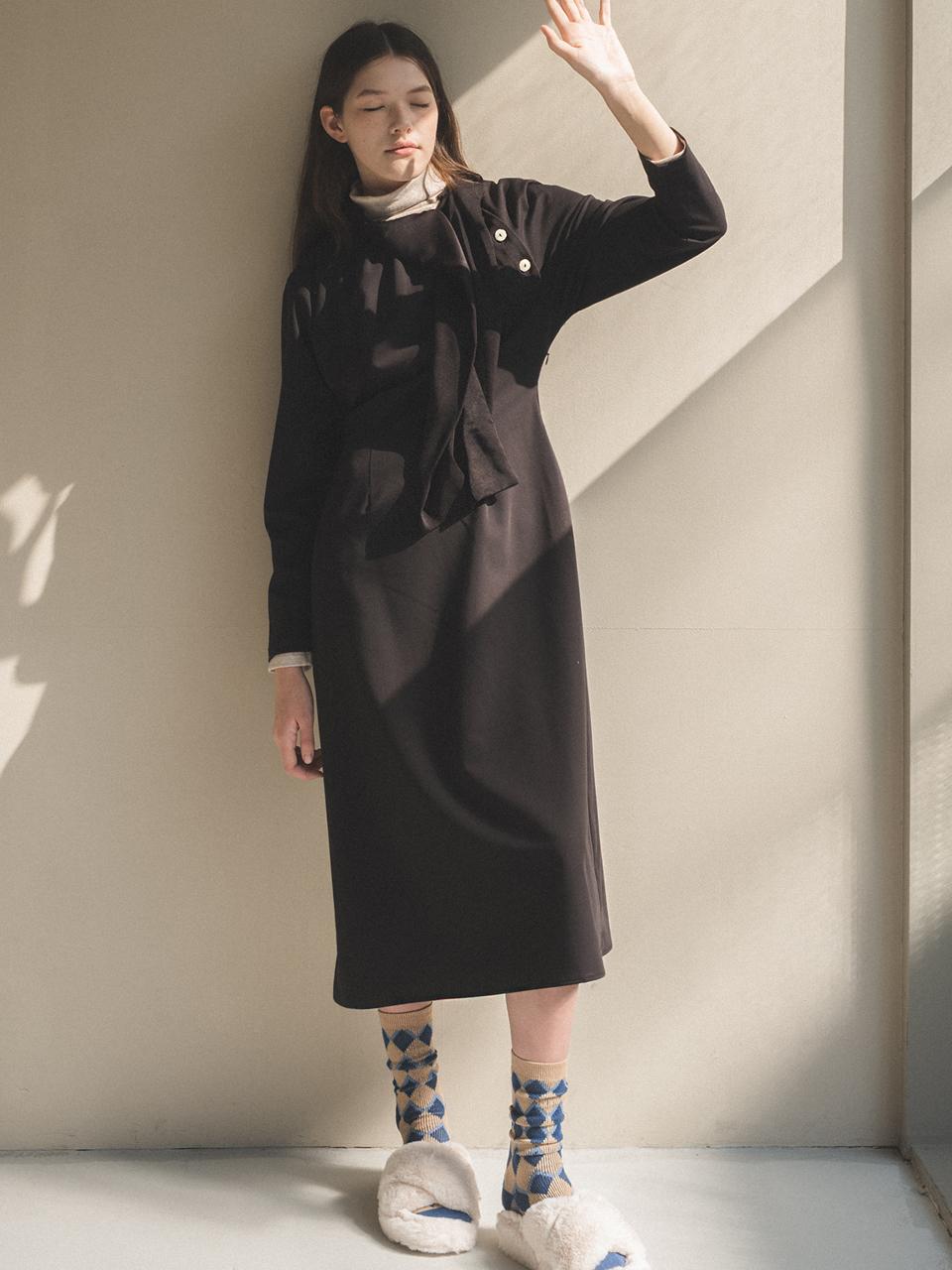 J VINEYARD Unbal Scarf Black Dress