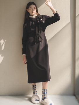 J VINEYARD Unbal Scarf Black Dress