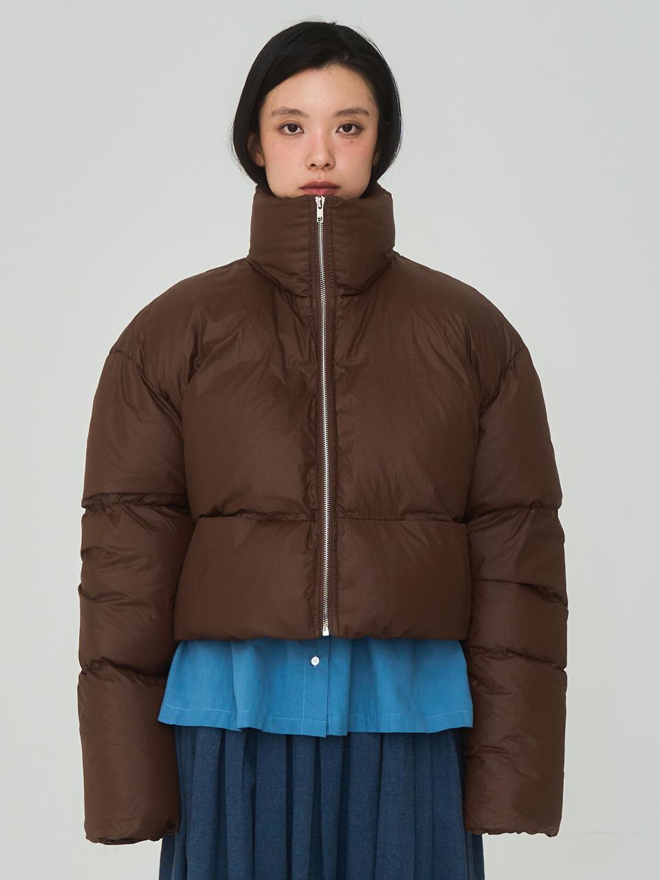 J VINEYARD Volume Short Brown Padded jacket