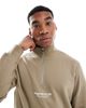 Jack & Jones Jack & Jones 1/4 zip sweat with logo in sage-Neutral - 1