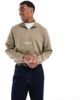 Jack & Jones Jack & Jones 1/4 zip sweat with logo in sage-Neutral - 2