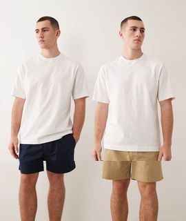 Jack & Jones Jack & Jones 2-pack drawstring chino shorts in beige and navy-Neutral