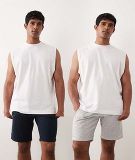 Jack & Jones Jack & Jones 2 pack jersey shorts in gray and navy