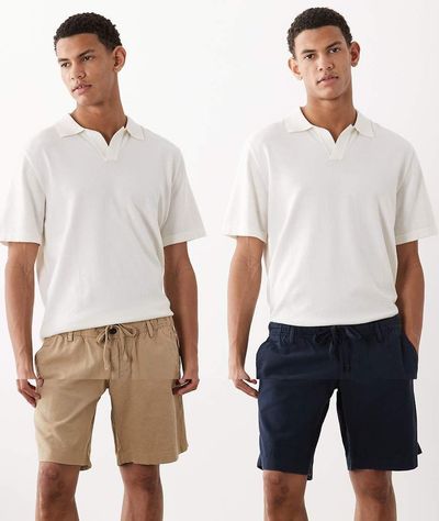 Jack & Jones Jack & Jones 2 pack linen mix shorts in beige and navy
