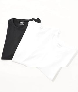 Jack & Jones Jack & Jones 3 pack longline curved hem t-shirt in white & black-Multi