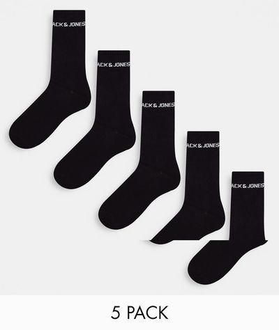 Jack & Jones Jack & Jones 5-pack logo sport socks in black