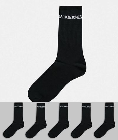 Jack & Jones Jack & Jones 5 pack logo socks in black