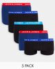 Jack & Jones Jack & Jones 5 pack trunks with contrast waistband in black and blue-Multi - 1